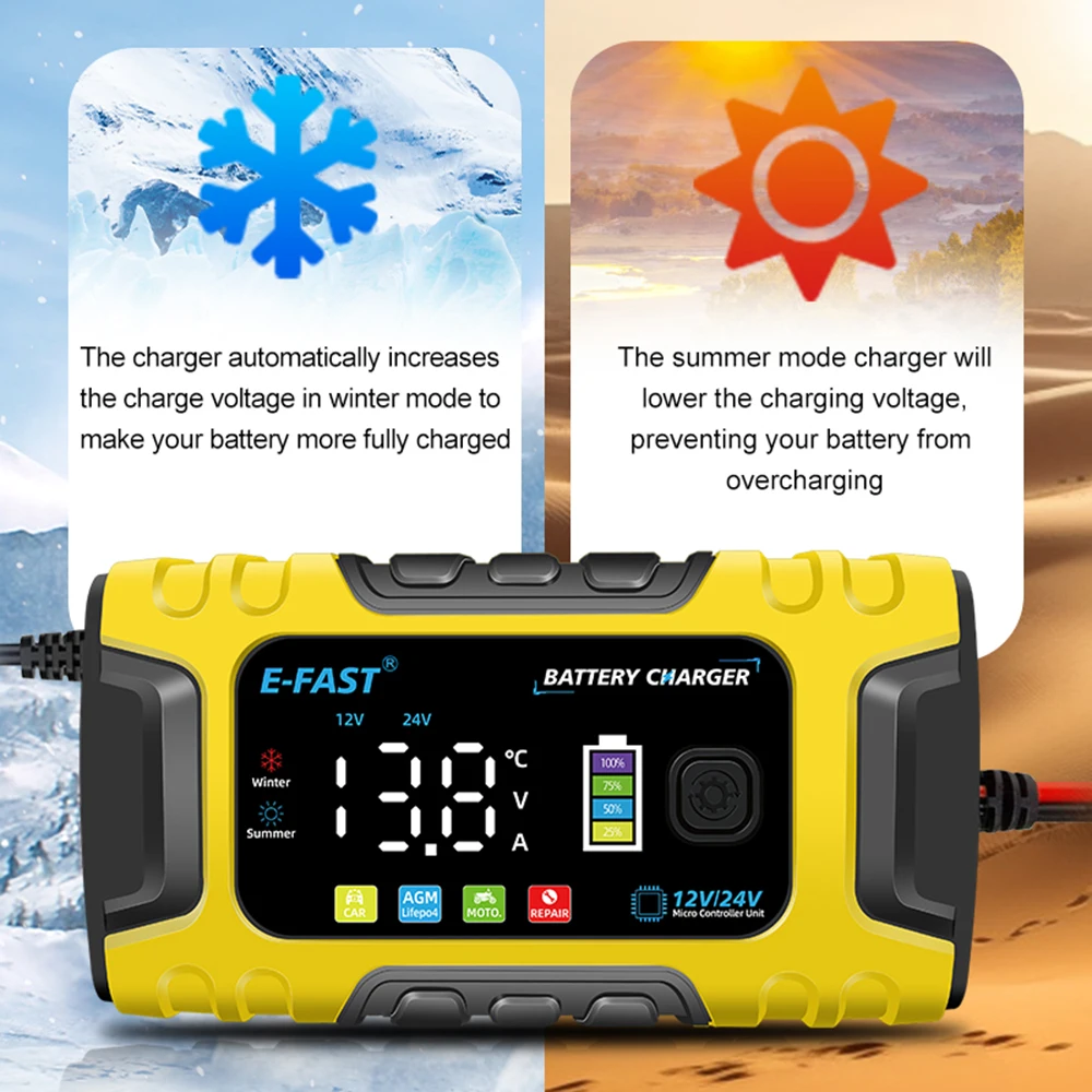 1.5A Smart 12V Motorcycle Battery Charger - Trickle Charger & Maintainer For 2AH-20AH Lead Acid Batteries