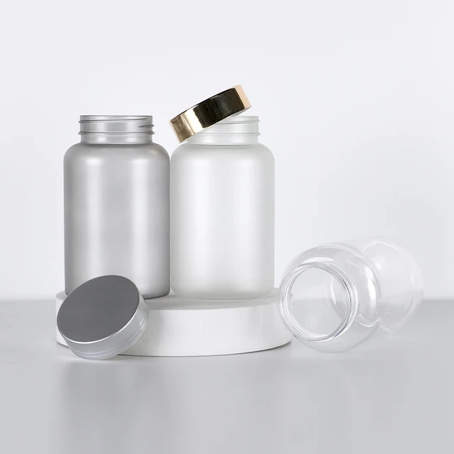 Frosted Finish Food Grade PET Custom Colour Plastic Bottle with Custom Electroplate Cap for Vitamin/ Capsule/ Tablet/ Medicine