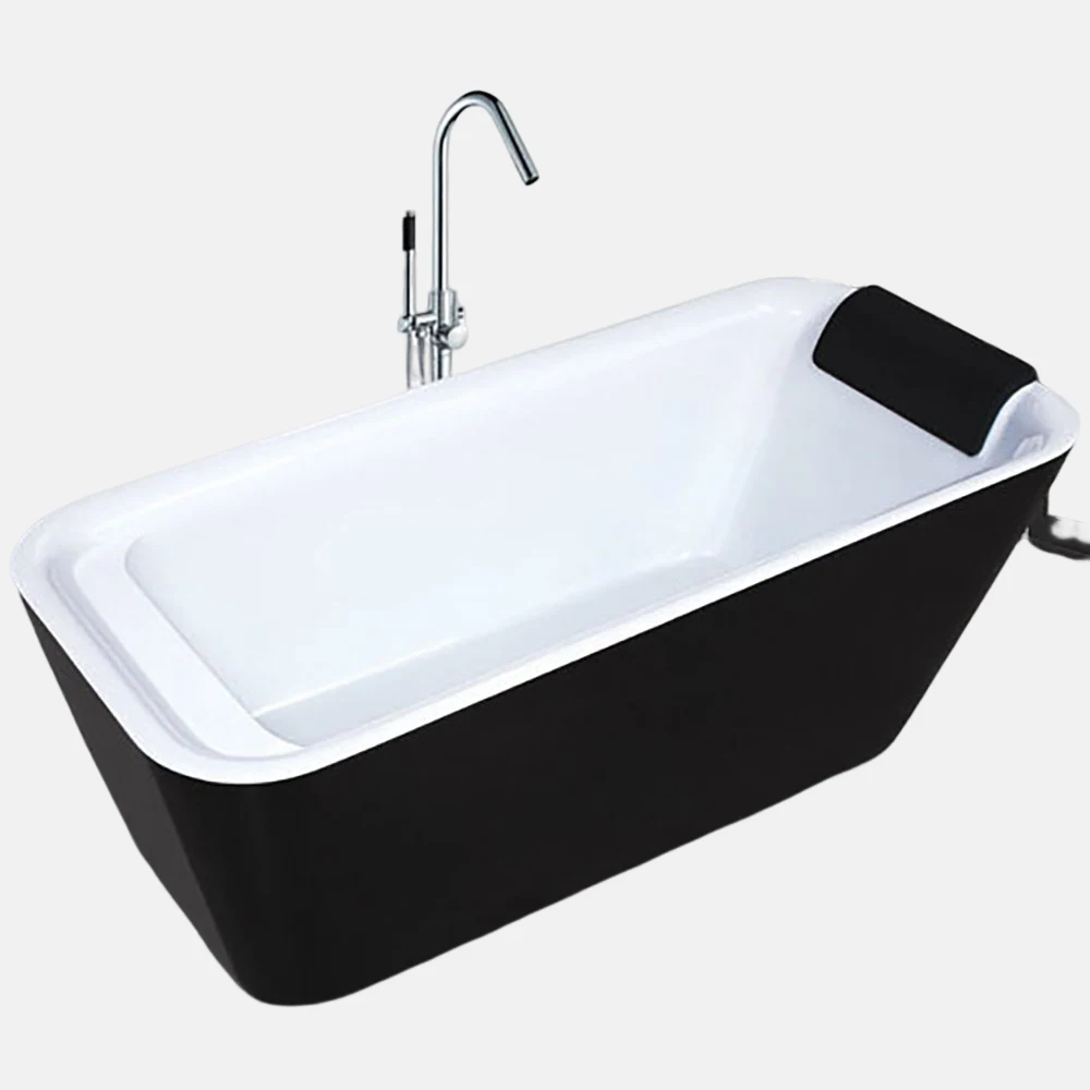 Modern Freestanding Black Bathtubs Intelligent Constant Temperature Heating Whirlpool Massage Tubs With Pillow