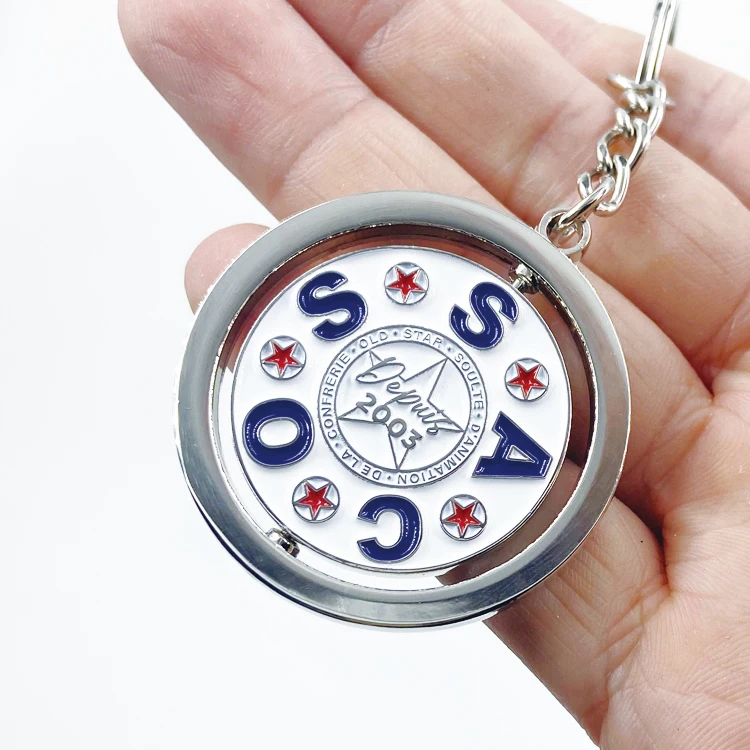 Engraved Logo Key Chain Factory Cheap Price  Rotating logo Metal  Key Chain details