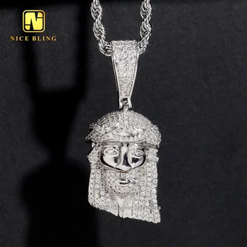 Iced Out Jesus Pendants Men Hip Hop Silver Jewelry Fashion Moissanite Jesus Pendants With GRA Certificate