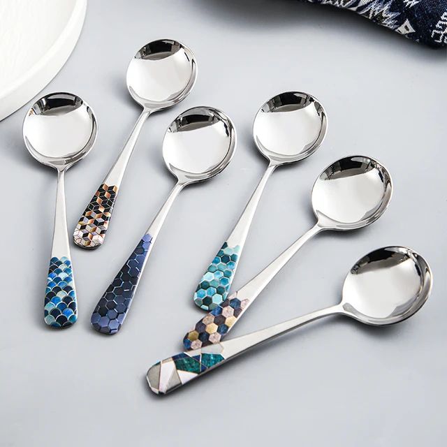 High quality stainless steel 304 cute animal stirring spoon and fork set gold plated soup spoon