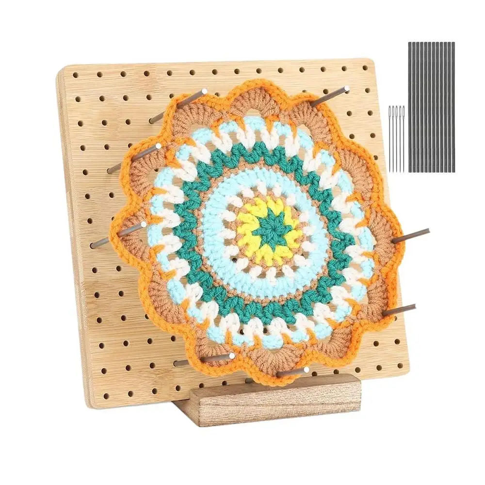 ★ codegraphy★ Block core jacquard color blocking round kn New Upgraded Crochet Blocking Board - Perfect for Granny Squares