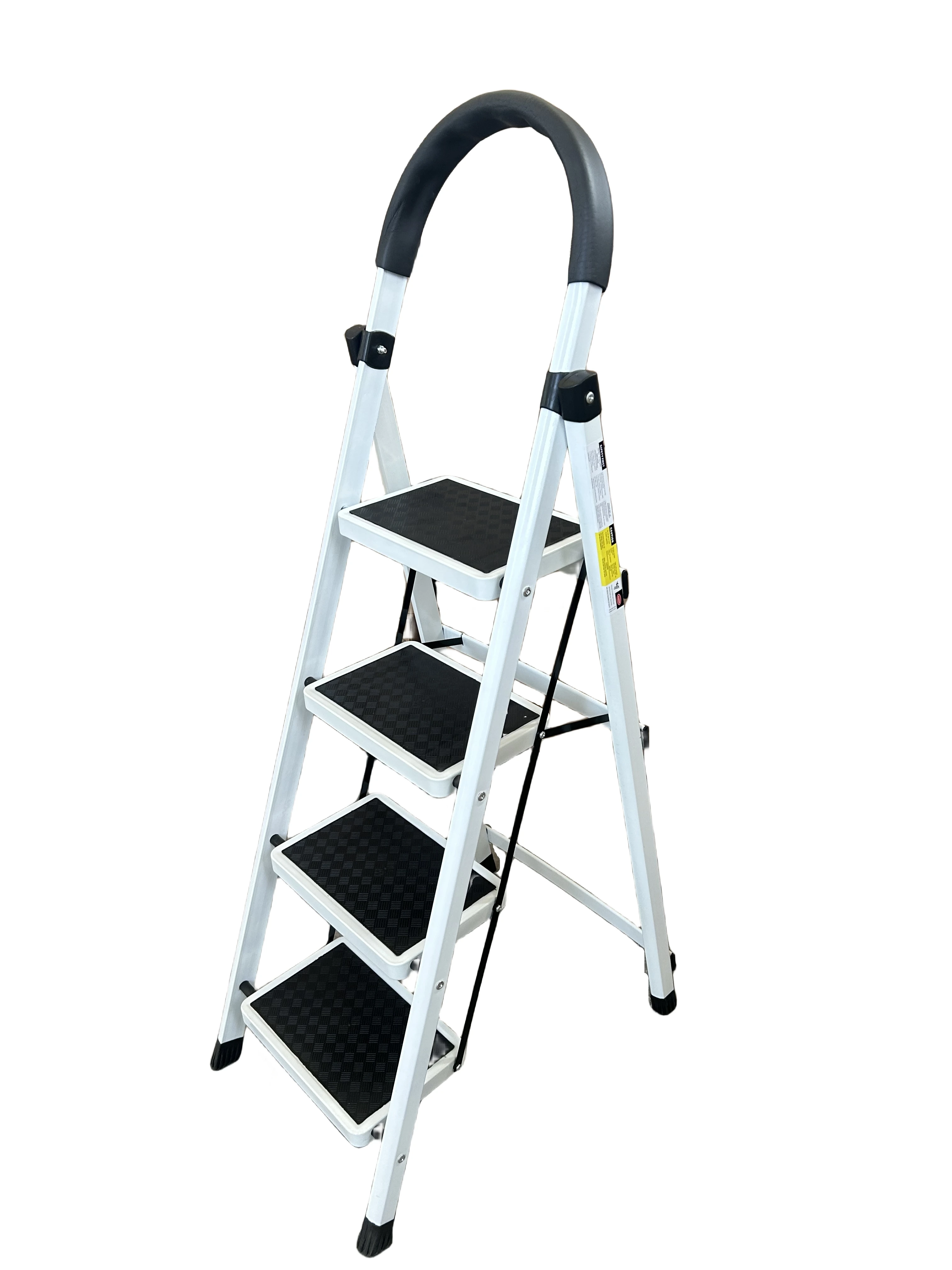 White Safety Wide Step 4 Step Steel Home Indoor And Outdoor Ladder ...