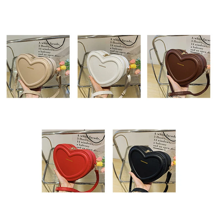 KKPLZZ Borsa A Mano A Forma Di Cuore Con Borchie – PU Tinta Unita, Tracolla – Dimensioni 18x14x7 Cm – Accessorio Moda Donna Per Uso Quotidiano