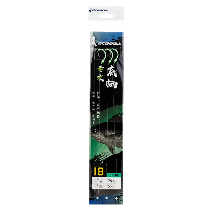 ECOODA   Sea Fishing Hooks  Bottom Fish String Luminous Hook with 3 Hooks