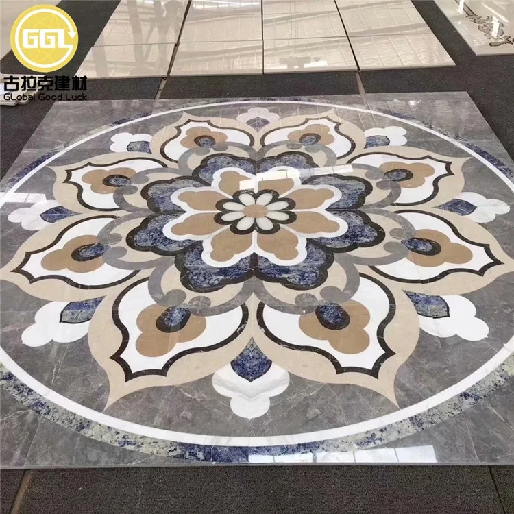 China factory marble medallion waterjet tile floor inlay medallions