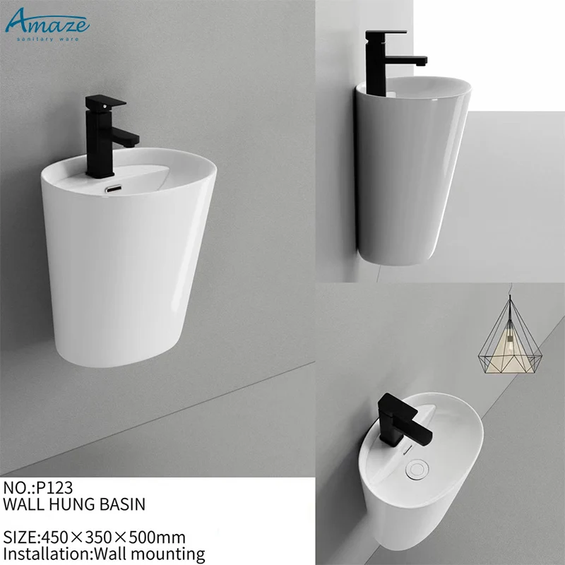 China high quality  wall mount basin ceramic sanitary ware modern wall hung hand wash basin sink for bathroom