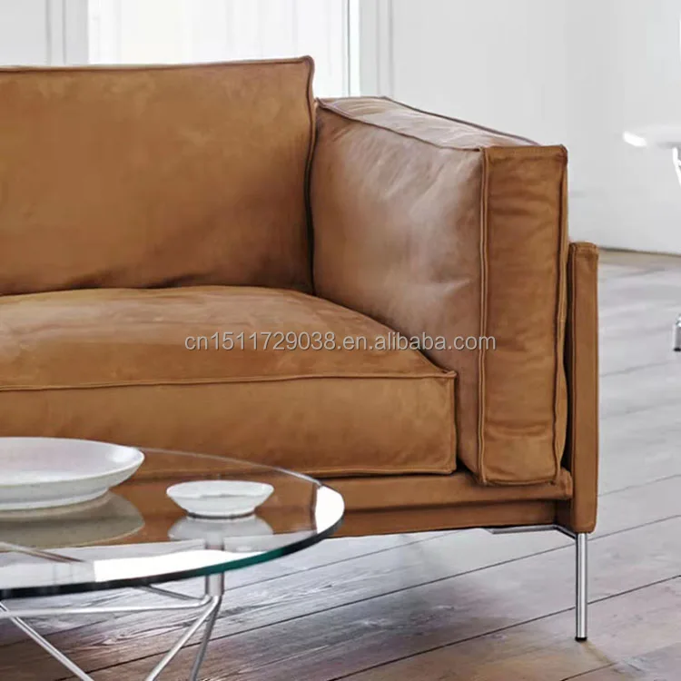 Italian Modern Leather Sofa Luxury European Style Living Room Villa
