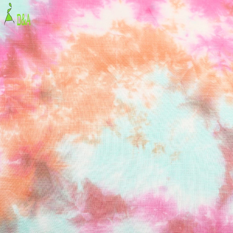 New design plain woven multicolor tie dye rayon linen fabric for
