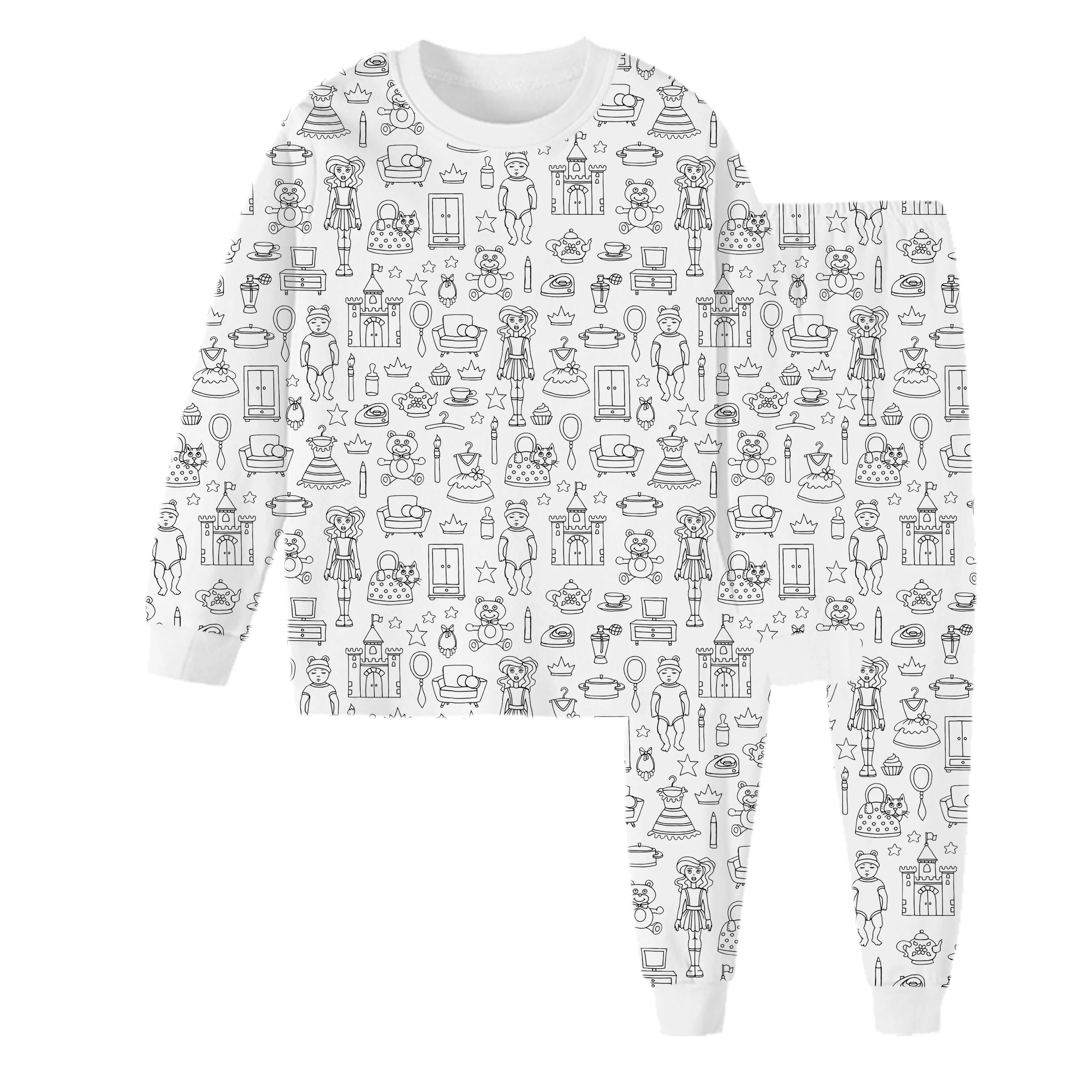 CUSTOM KIDS PAJAMAS EXCLUSIVE PATTERN ALL COLORME PAJAMA  PRINTS TWO PIECE SET BIRTHDAY CELEBRATION