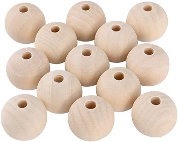 Wholesale different size handmade DIY Round natural wood beads