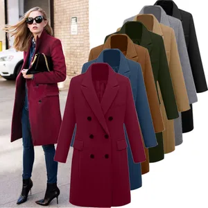 Autumn Winter New Large Size Woolen Women's Poncho Solid Color Casual European Station Turn-down Collar No Closure