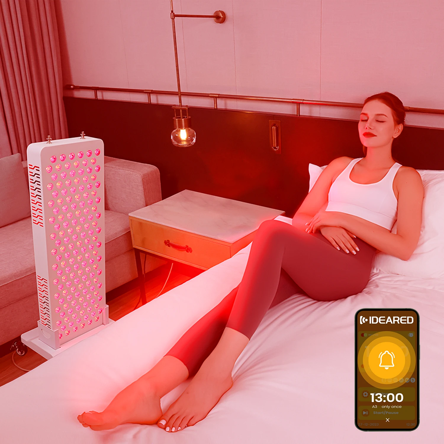 Dual-Chip 8 Wavelength Red & NIR Light Therapy Lamp for Face Head & Hands Home Use Pain Relief Body Building Desktop Device