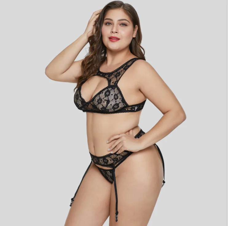 Vaqua Super Plus Size Lingerie Set For Women Lace Babydoll 2 Piece Bra