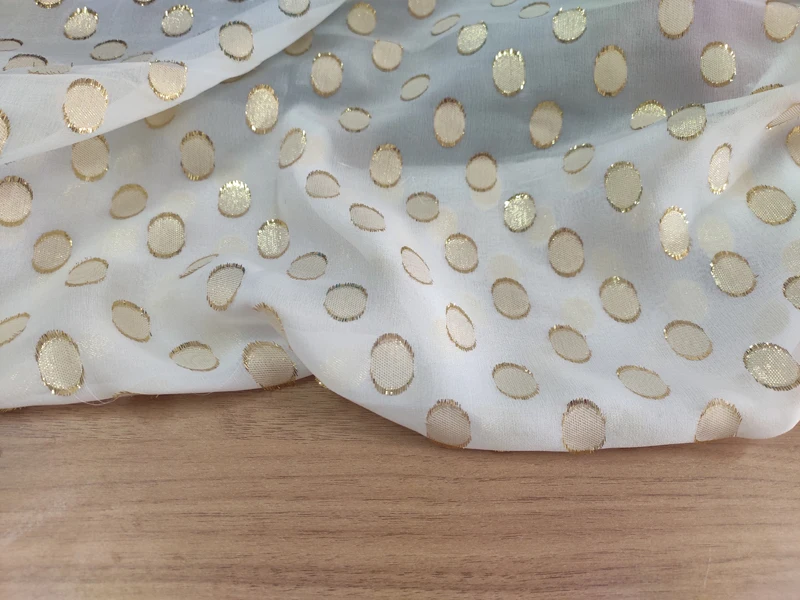 100% Seide Stoff Stock Lurex Punkte Jacquard Chiffon Tupfen Lurex