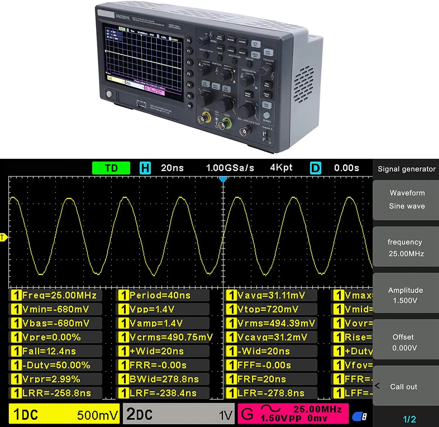Student Use 200MHz 2 Channel Color Digital Oscilloscope Probes Osclloscope Probe Good Quality Probes 20MHz 40MHz 60MHz 100MHz