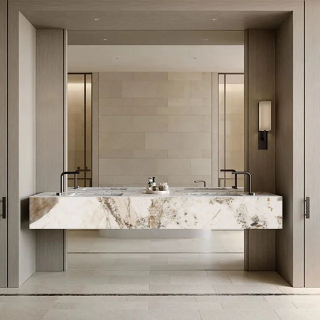 ogrand Modern Wood Bathroom Vanities Double Sink Waterproof Bathroom Cabinet