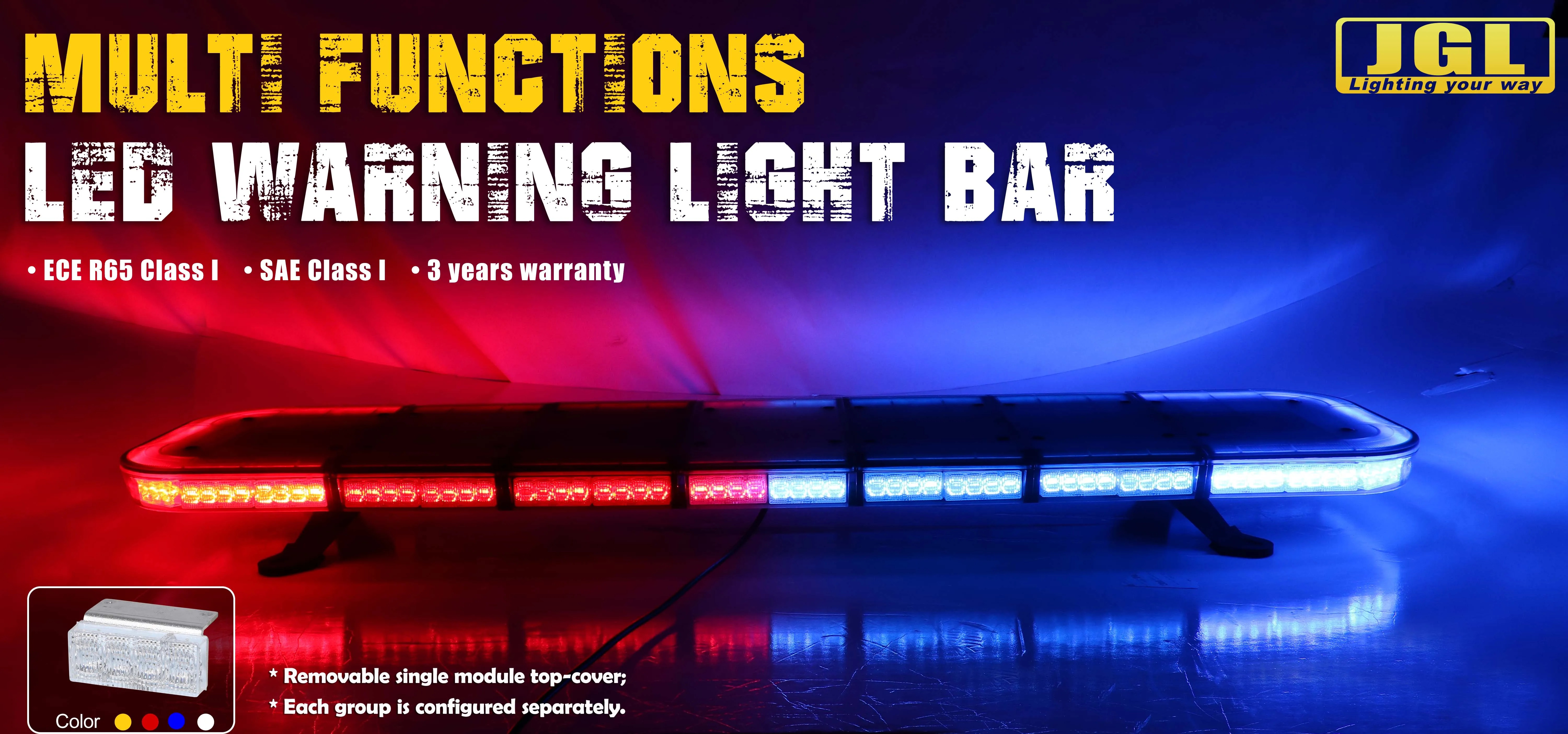 Flashing Warning Strobe Light Bar Blue/red Combo Cover Strobe Lights