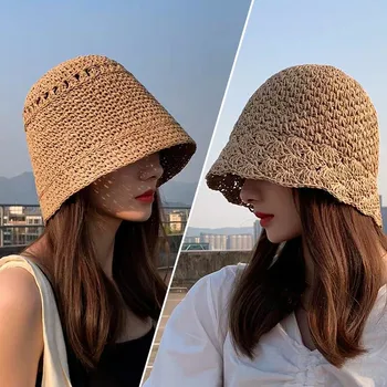 Wholesale Paper Straw Crochet Cloche Hat Straw Bucket Hat For Women ...