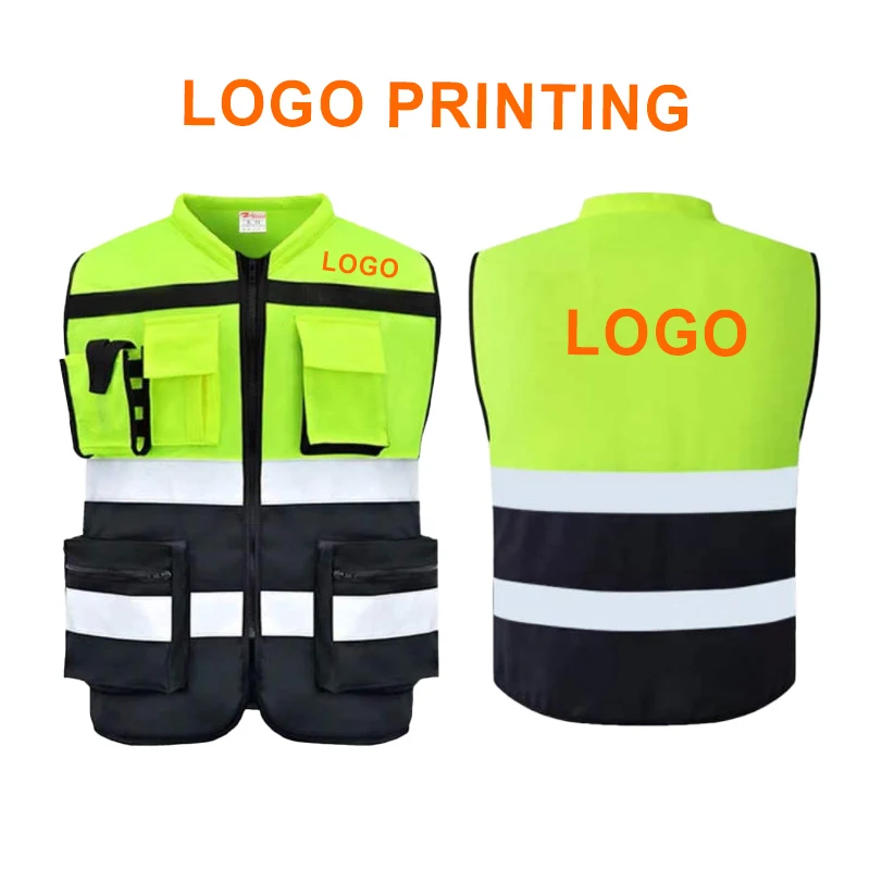 High Visibility Reflective Safety Vests Chalecos De Seguridad Reflector Clothing with Pockets and Zipper Reflective Vests