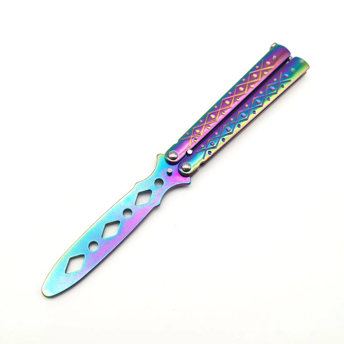 Butterfly knife with black steel blade 9.5 cm