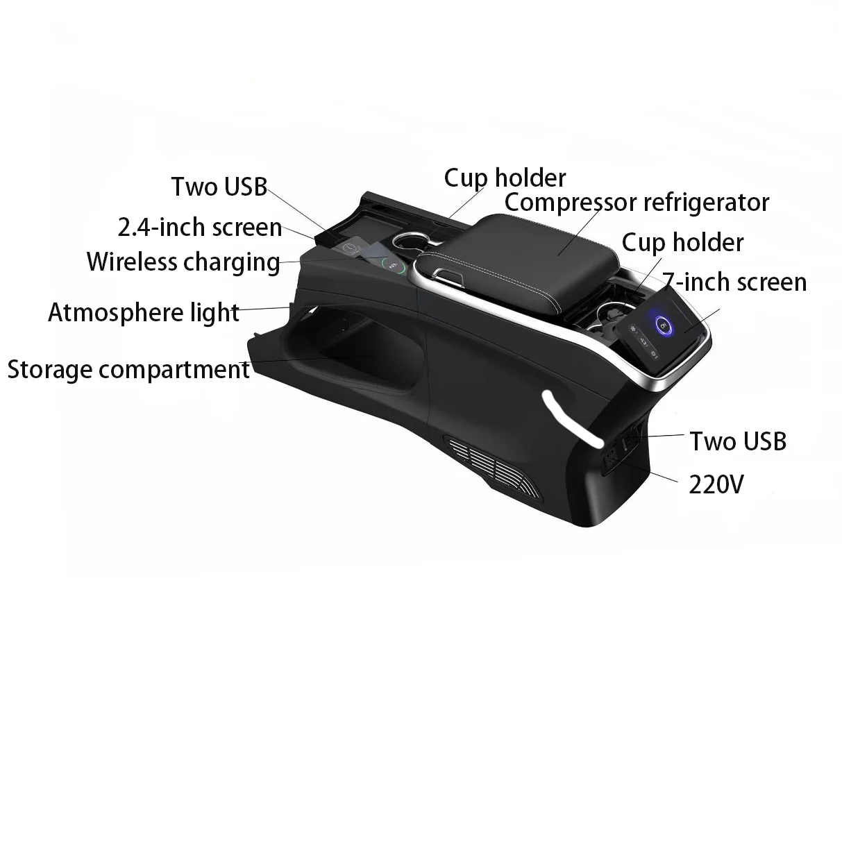 2023 Customizable Wholesale Price Armrest Double Cup Holder Refrigerator Car Armrest Box Hiace