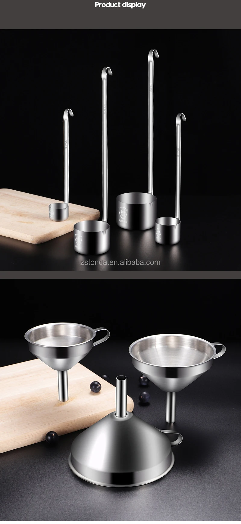Metal Kitchen 304 Separating Oil Stainless Steel Funnel Food Grade
