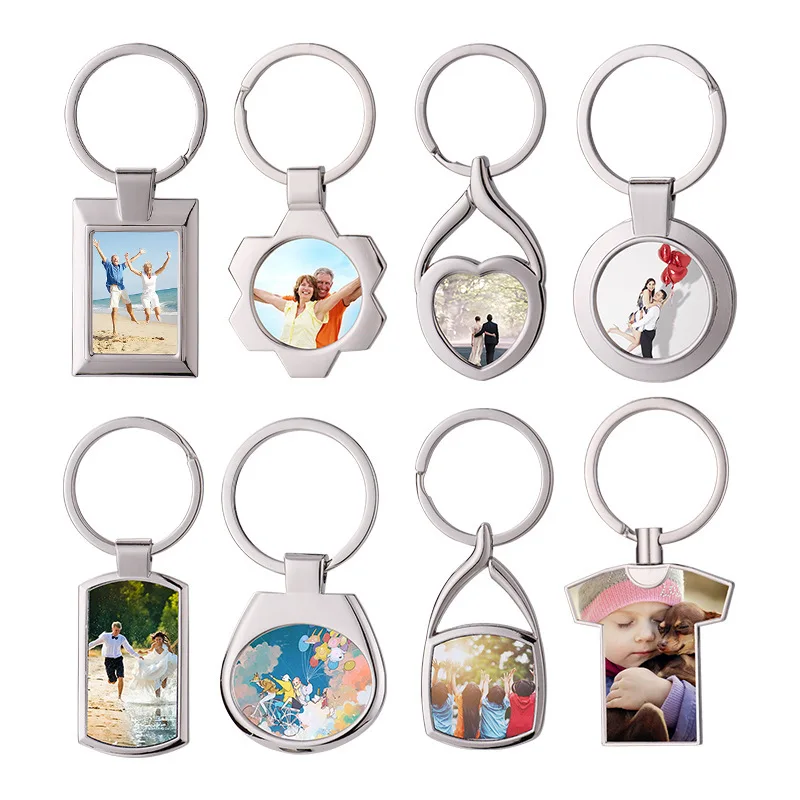 Custom Various Shapes Metal Photo Keychain Frame Keychains Can Laser