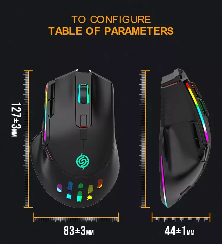 10d Optical Dpi 3200 Rechargeable Mice Rgb Backlit Adjustable Wireless