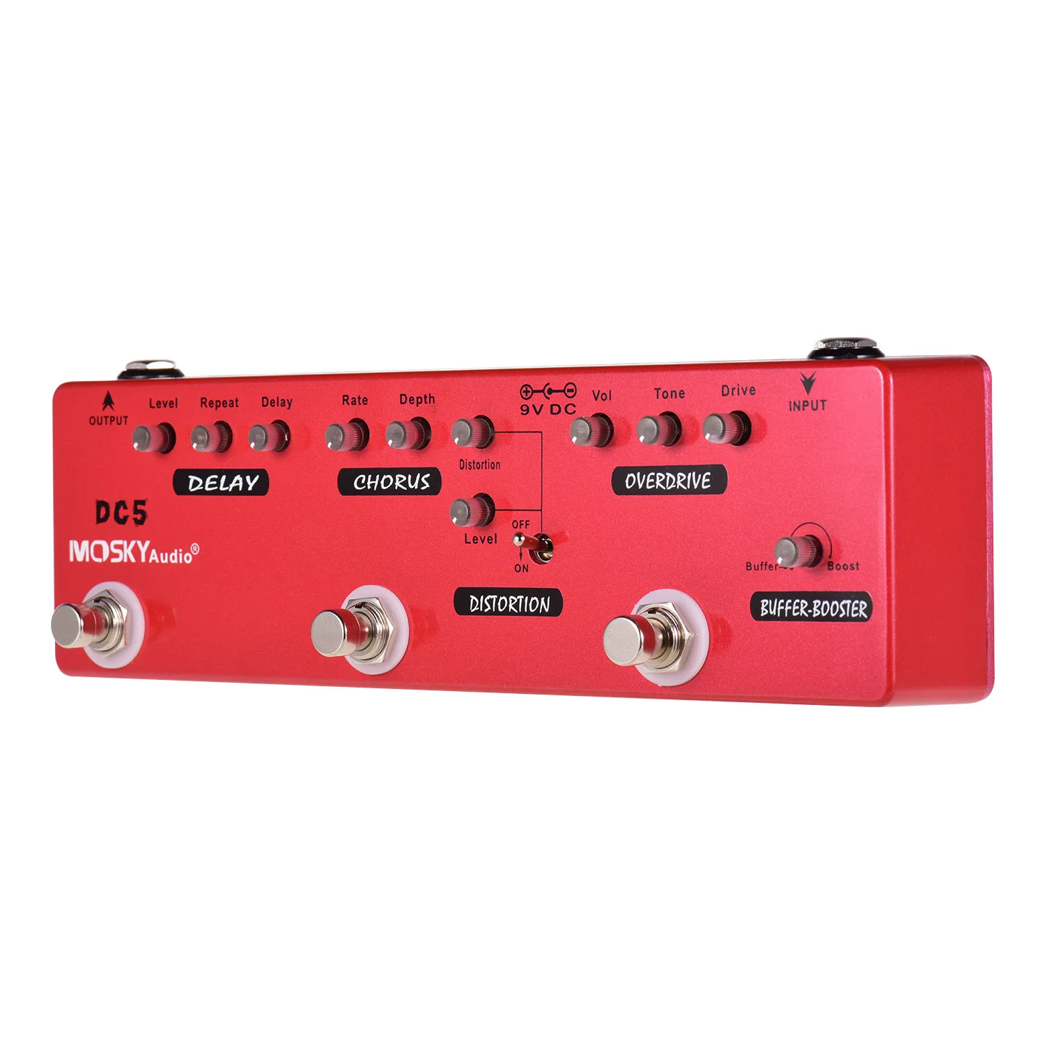 MOSKY DC5 6-in-1 Guitar Multi-Effect Pedal Metal Shell True Bypass Booster  Buffer Delay Chorus Distortion Overdrive Effect Pedal| Alibaba.com