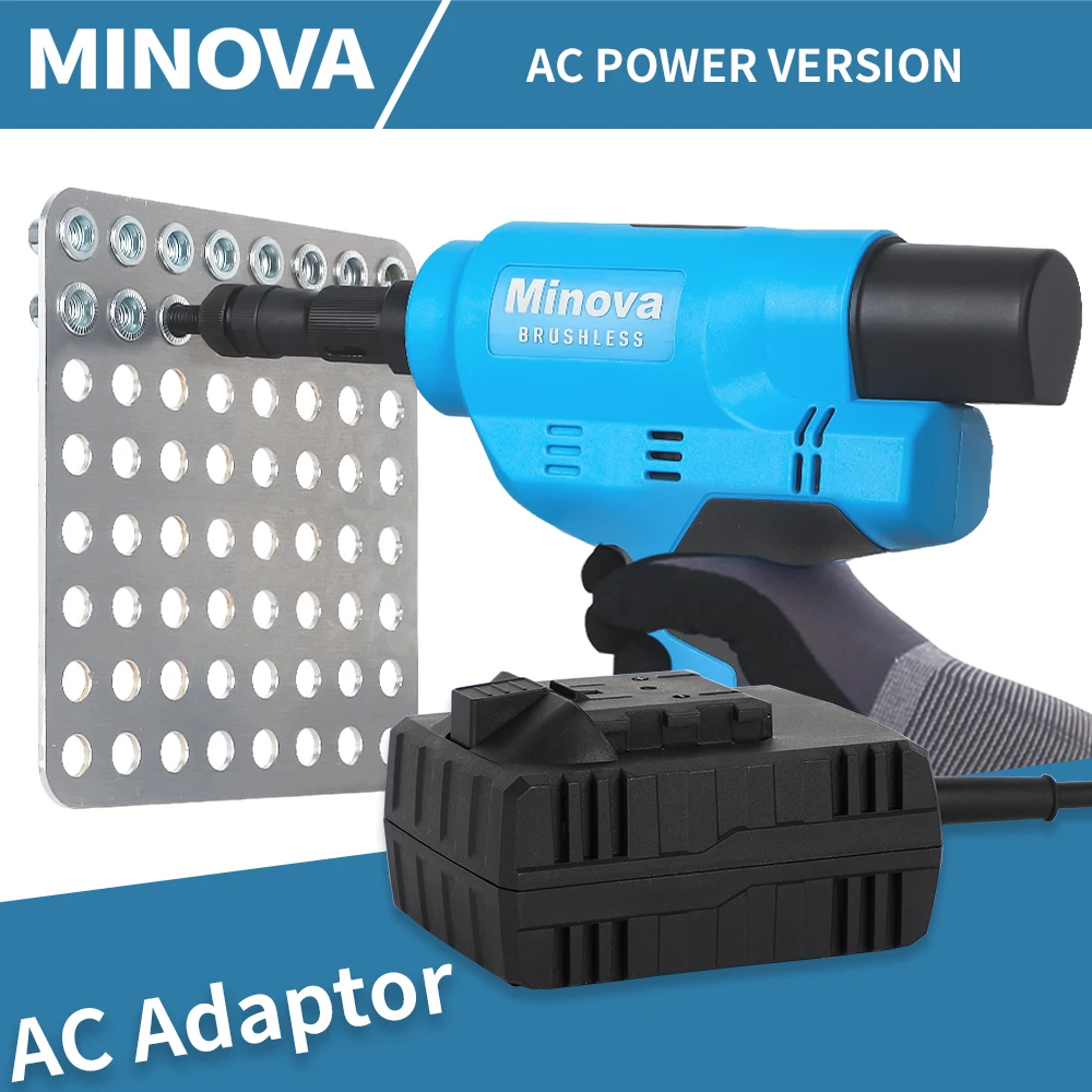 Professional MINOVA 18V Electric Nut Rivet Gun - Brushless, Industrial ...