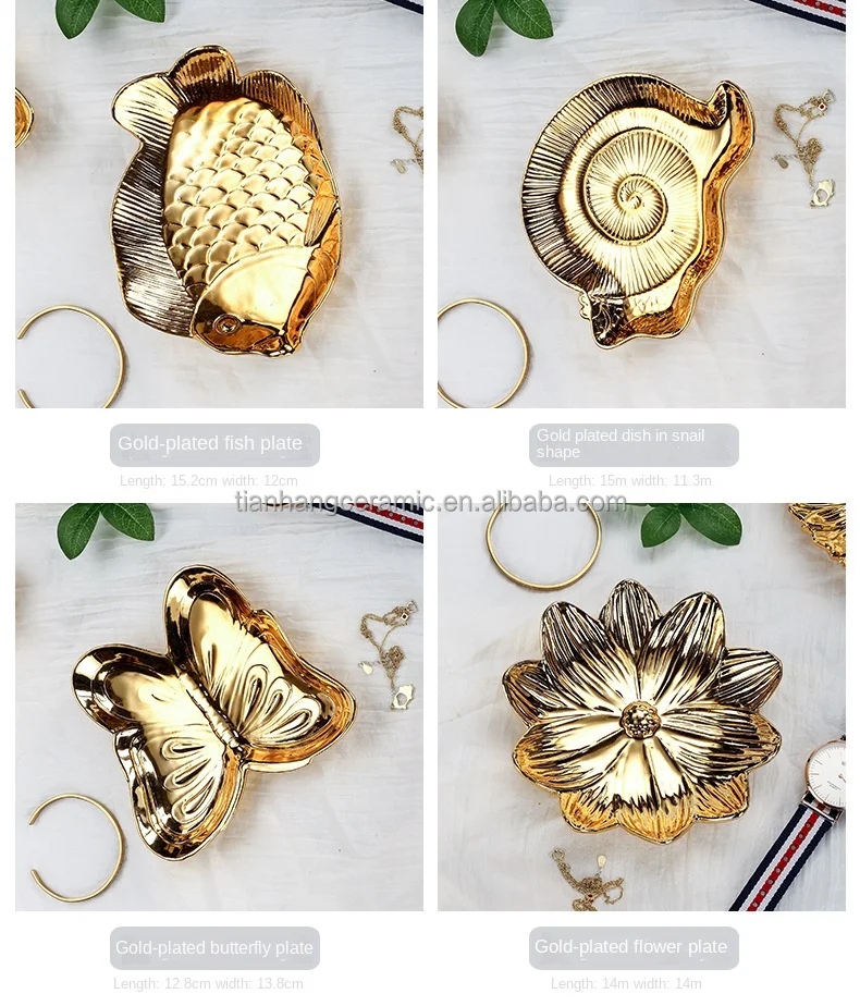 Golden Flower Design India Style Ceramic Ring Holder Jewelry Dish Trinket Tray Ceramic Jewelry Plate For Valentine.jpg