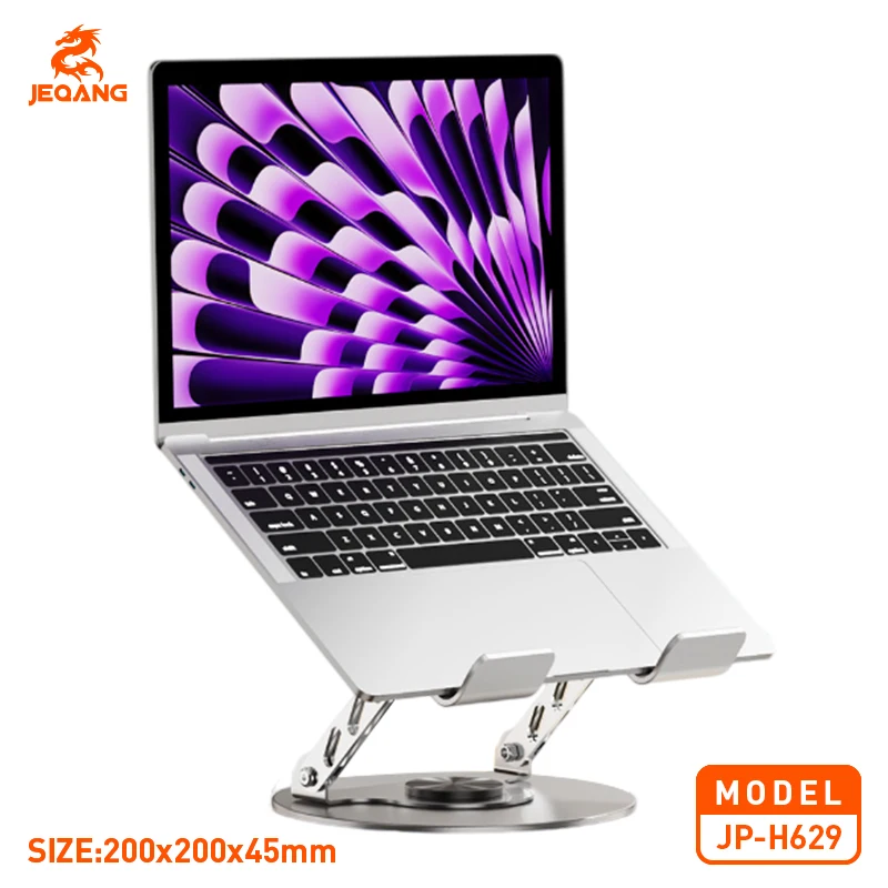 Jeqang-629 Aluminum Alloy PC Stand Customizable 360° Rotation Strong Load-Bearing Efficient Office Work for Tablets