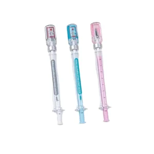 Korean Creative Students Stationery Gray Analog Syringe Pen 0.5mm Writing Width Blue/Gel Pink Ink Plastic Wholesale Neutral Pen