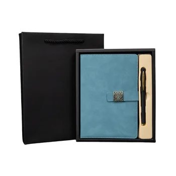 Wholesale Custom B5 Size Hardcover Planner 100 Sheets PU Leather PVC Authentic Journal Notebook PP Fabric Loose-Leaf Gift Box