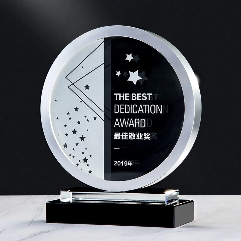 Blank round shaped glass trophy awards crystal plaque crystal trophy award