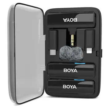 BOYALINK Wireless Lavalier Microphone for IPhone/Android/Camera Vlogging, All-in-One Lapel Dual Mic System & Battery Case