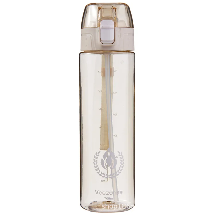 Portable PP PC 600ml 700ml Plastic Water Bottle with Silicone Straw