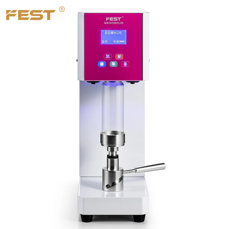 FEST Commercial Manual Sealing Machine Can Sealer Machine Plastic Beverage Food Packaging Electric Aluminum 52mm High Efficiency
