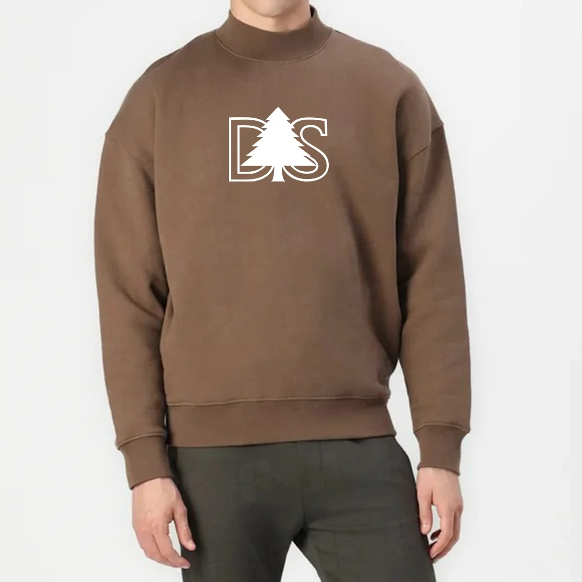 JL121E Wholesale Streetwear Oversize Baggy Sweatshirts Print Men’s Crewneck Sweatshirt Mock Neck French Terry Sweatshirt