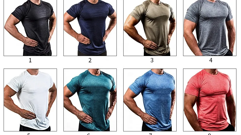 High Quality Homme Body Building Training Fitness Gym Tee Shirt Active ...