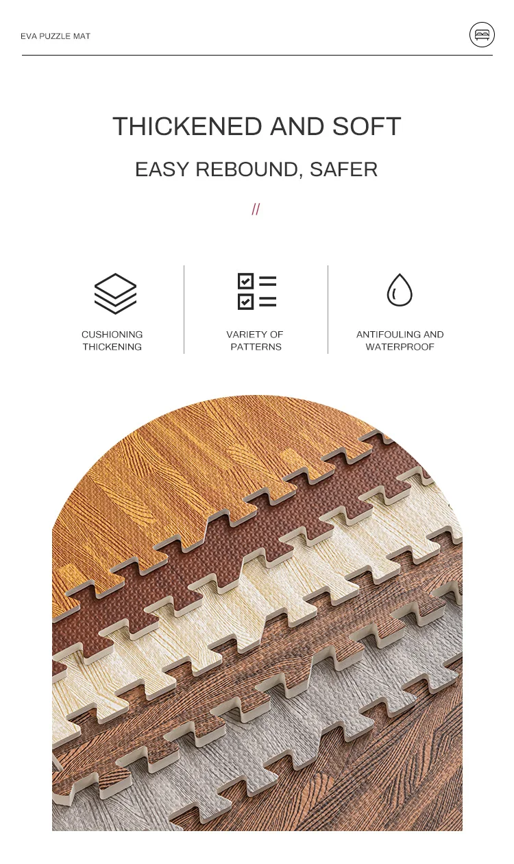 Interior Wood Grain Interlocking Floor Mats Wooden Grain Eva Puzzle Mat