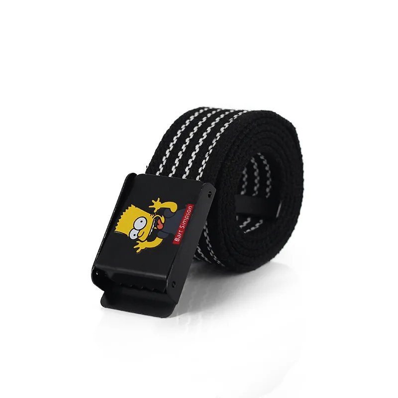 Симпсон ремень для отдыха, все-матч с автоматической пряжкой ремень из плотной ткани с героями мультфильмов черного и синего цветов Двухцветный пояс