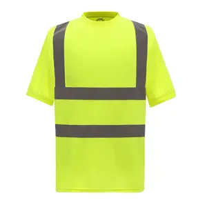 Reflective Fluorescent Breathable Hi Visibility Workwear Safety T-Shirt for Construction Site Engineering Building Unisex 100%