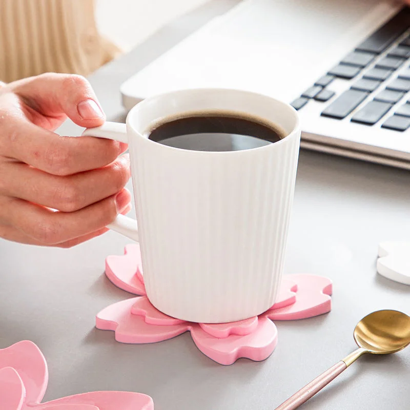 Lotus Heat Mugs Rug Pad Placemat Silicone Mat Soft Rubber Pvc Coffee Tea Cup Drink Cute Coaster Scalloped for Cup Drinks