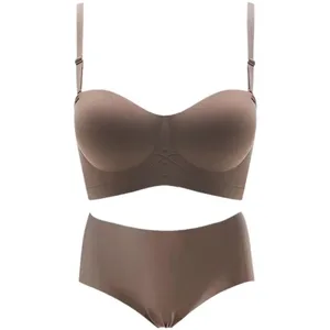 Gothic  Strapless Half Cup Wireless Push-Up  for Women Small Chest Enhancement with Side Breast Support Women Jelly Seamless Bra