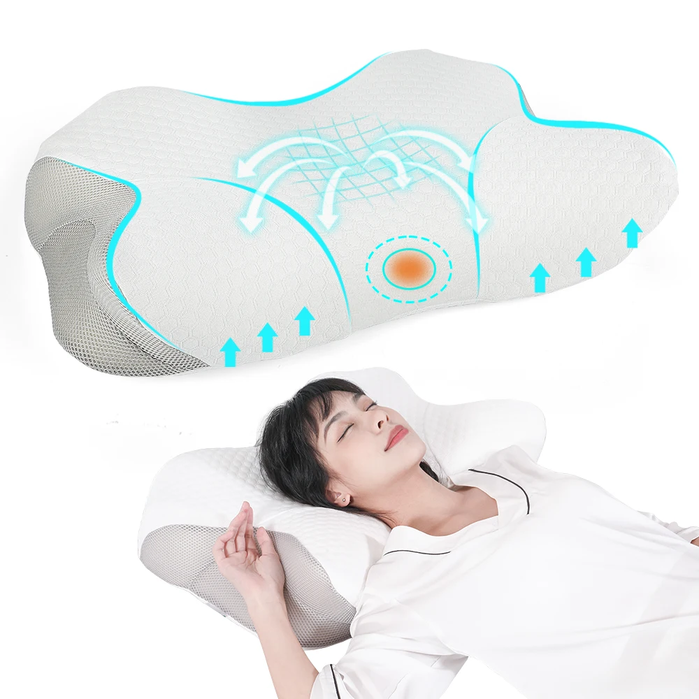Hot Selling Supports The Cervisaien Oreiller New Patented Natural Traction Bed Anti Wrinkle Cloud Shaped Pillow Cervical Sleep M_voghion.com