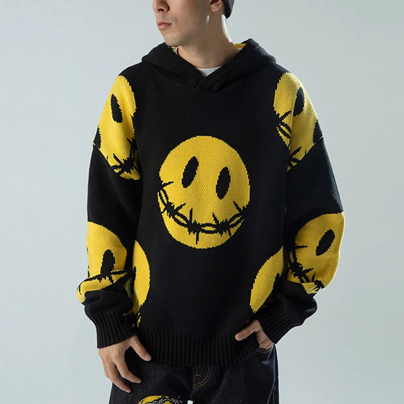 Custom Heavyweight Sublimation Hoodie Oversized Jacquard Knit Hoodie Sweater