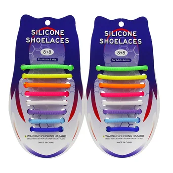 Colorful Lazy No Tie Shoelaces Elastic Silicone Shoe Laces for Adults and Kids